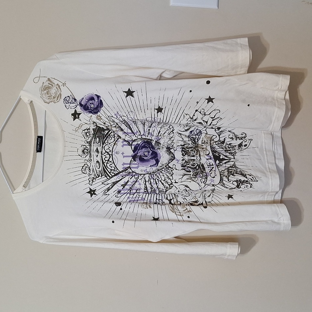 Gerry Weber Retro Y2K rhinestone graphic  inspired "One Love" 3/4 sleeve tee
